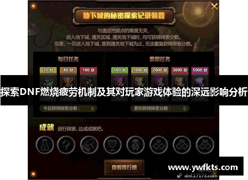 探索DNF燃烧疲劳机制及其对玩家游戏体验的深远影响分析