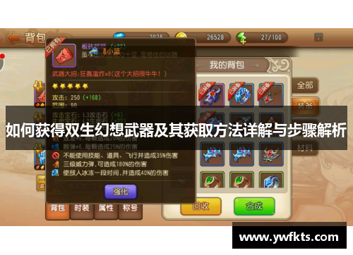 如何获得双生幻想武器及其获取方法详解与步骤解析